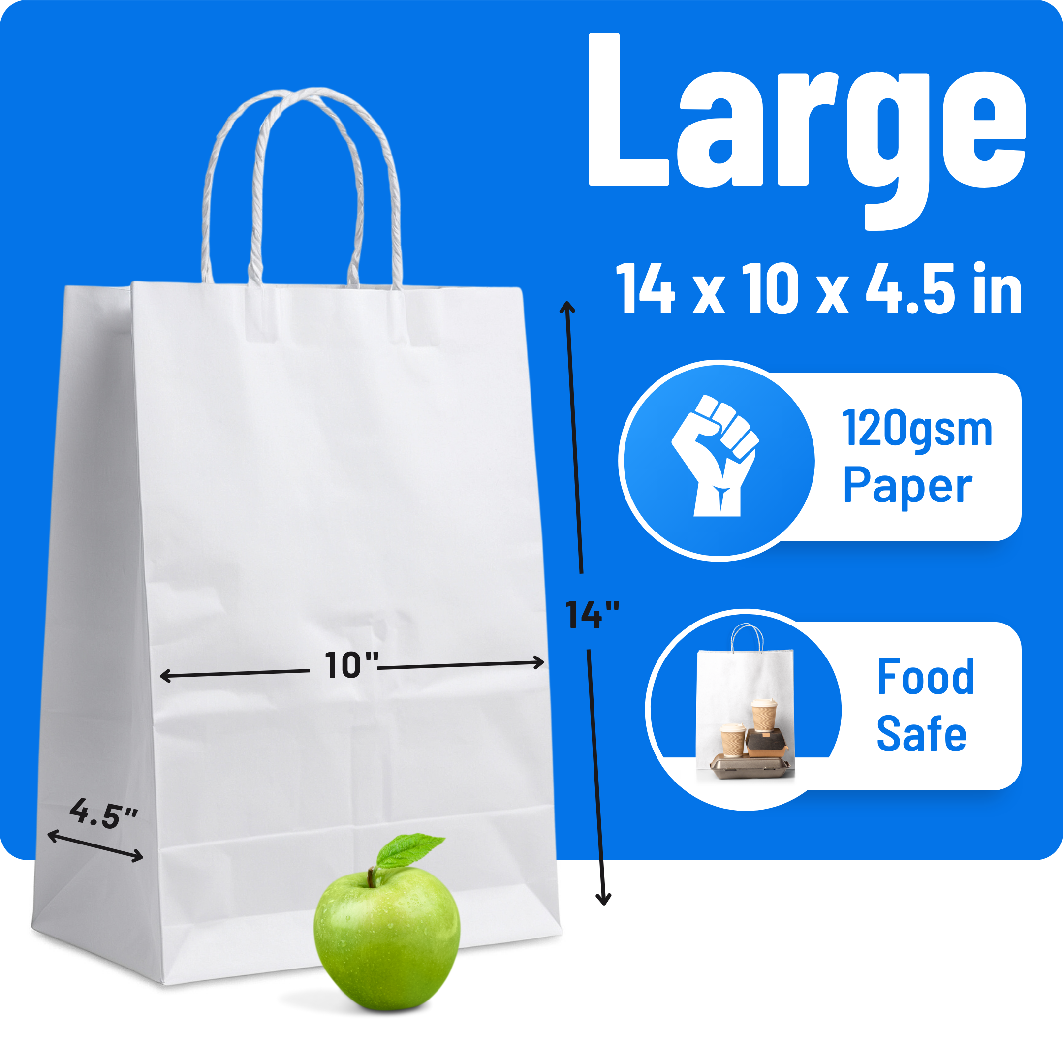 White Paper Bags with Twisted Handles - Large