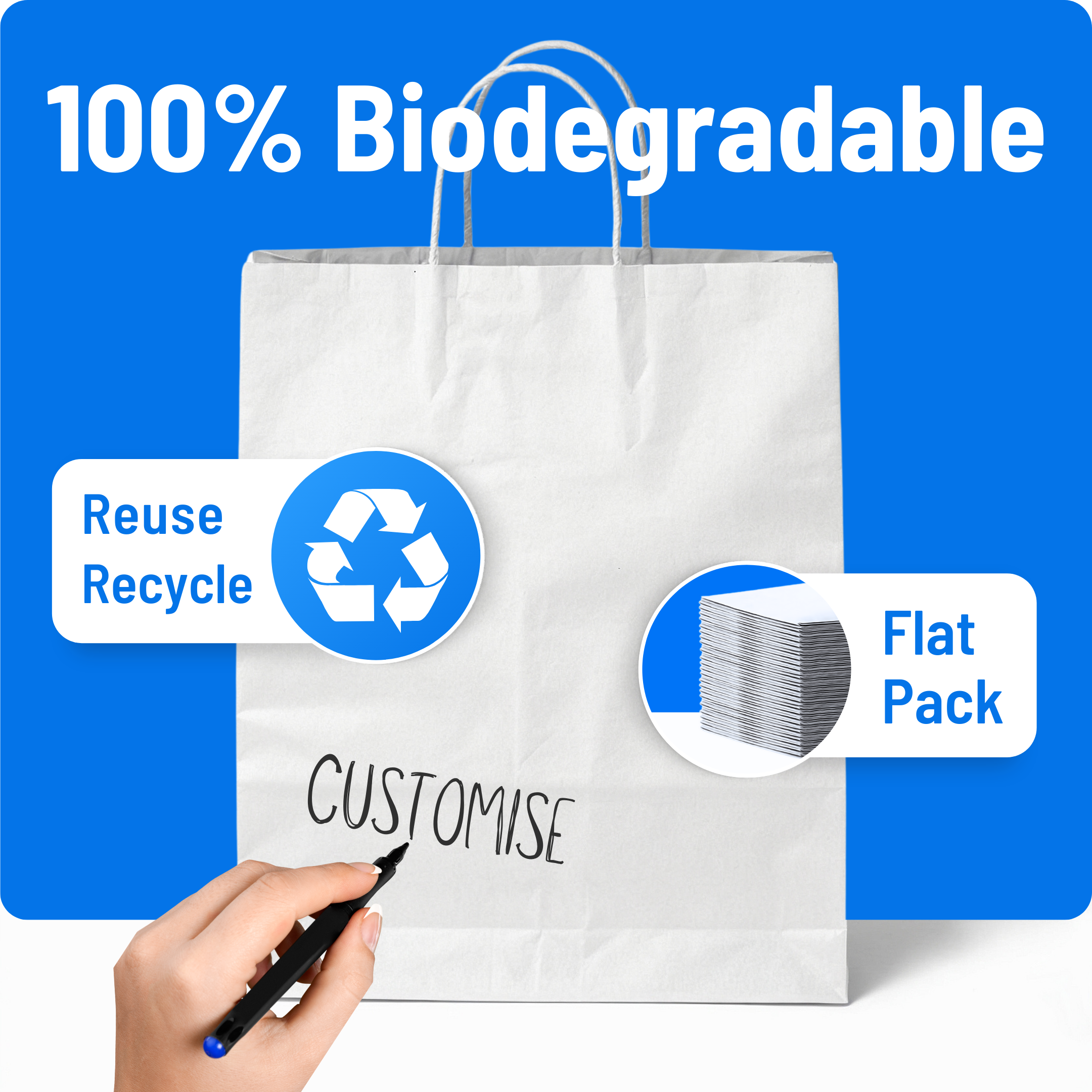 White Paper Bags with Twisted Handles - Small