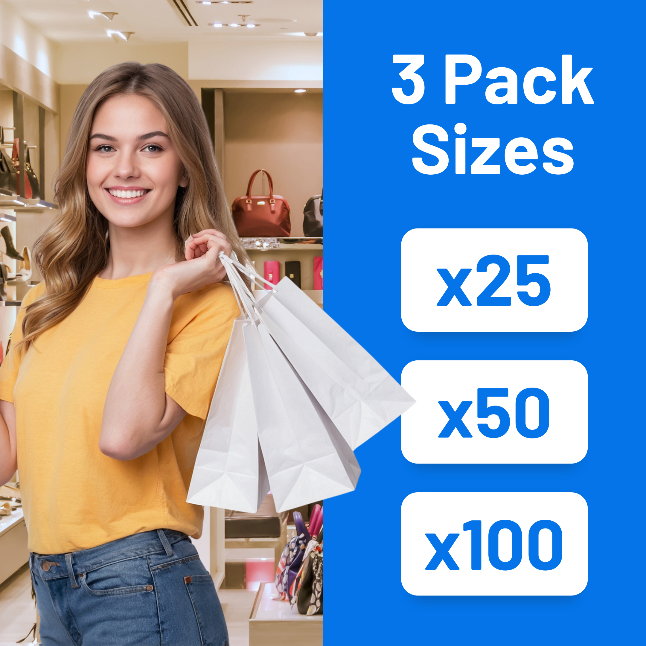 White Paper Bags with Twisted Handles - Small