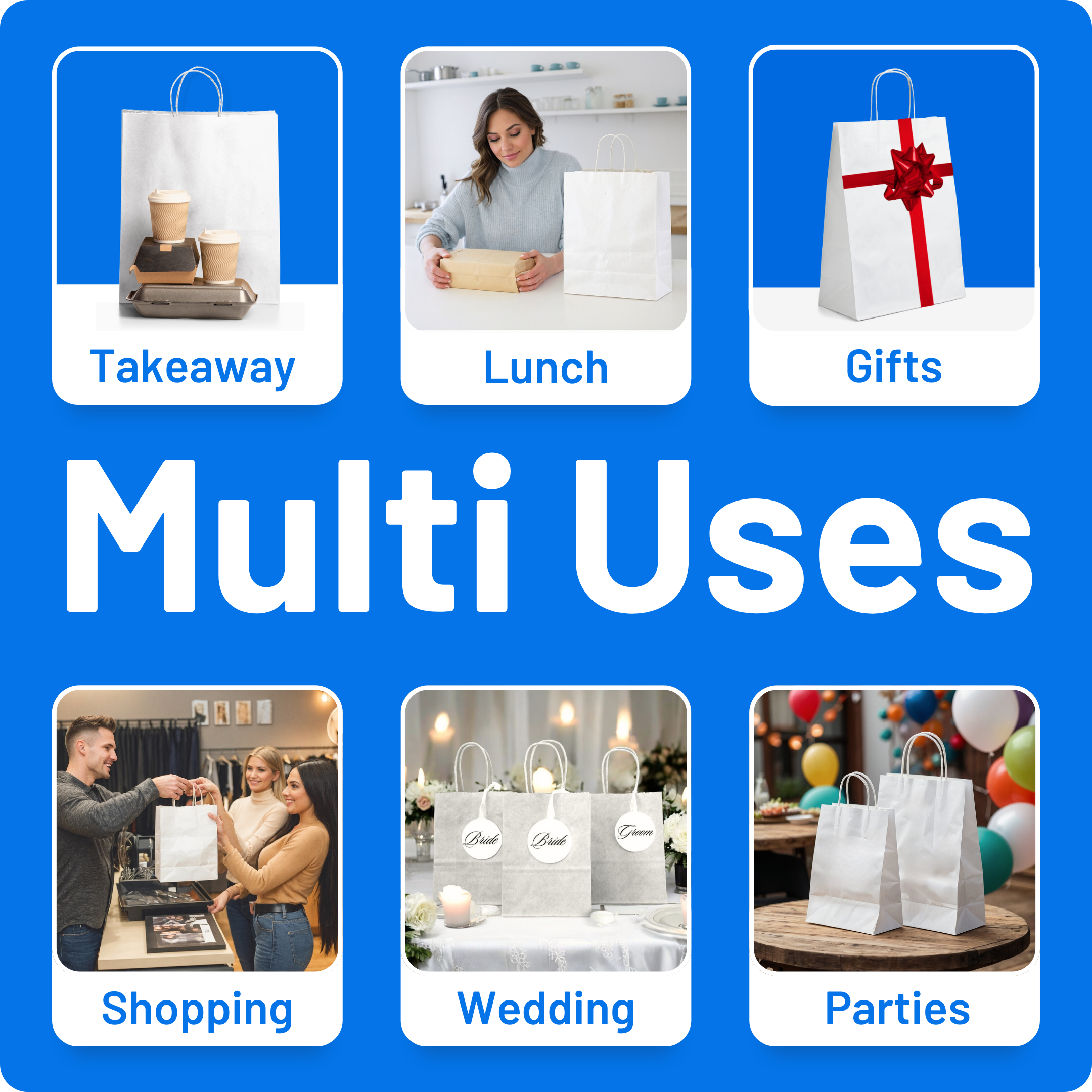 White Paper Bags with Twisted Handles - Small