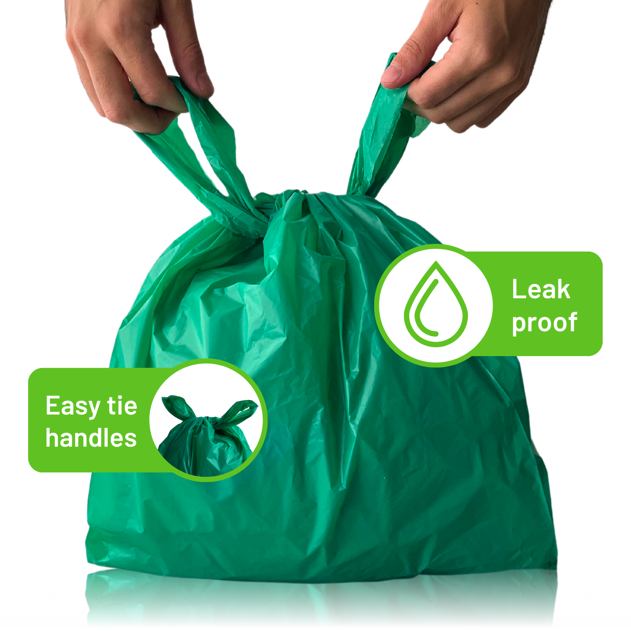 Green 100% Recycled Plastic Bags - Jumbo 12 x 18 x 24"