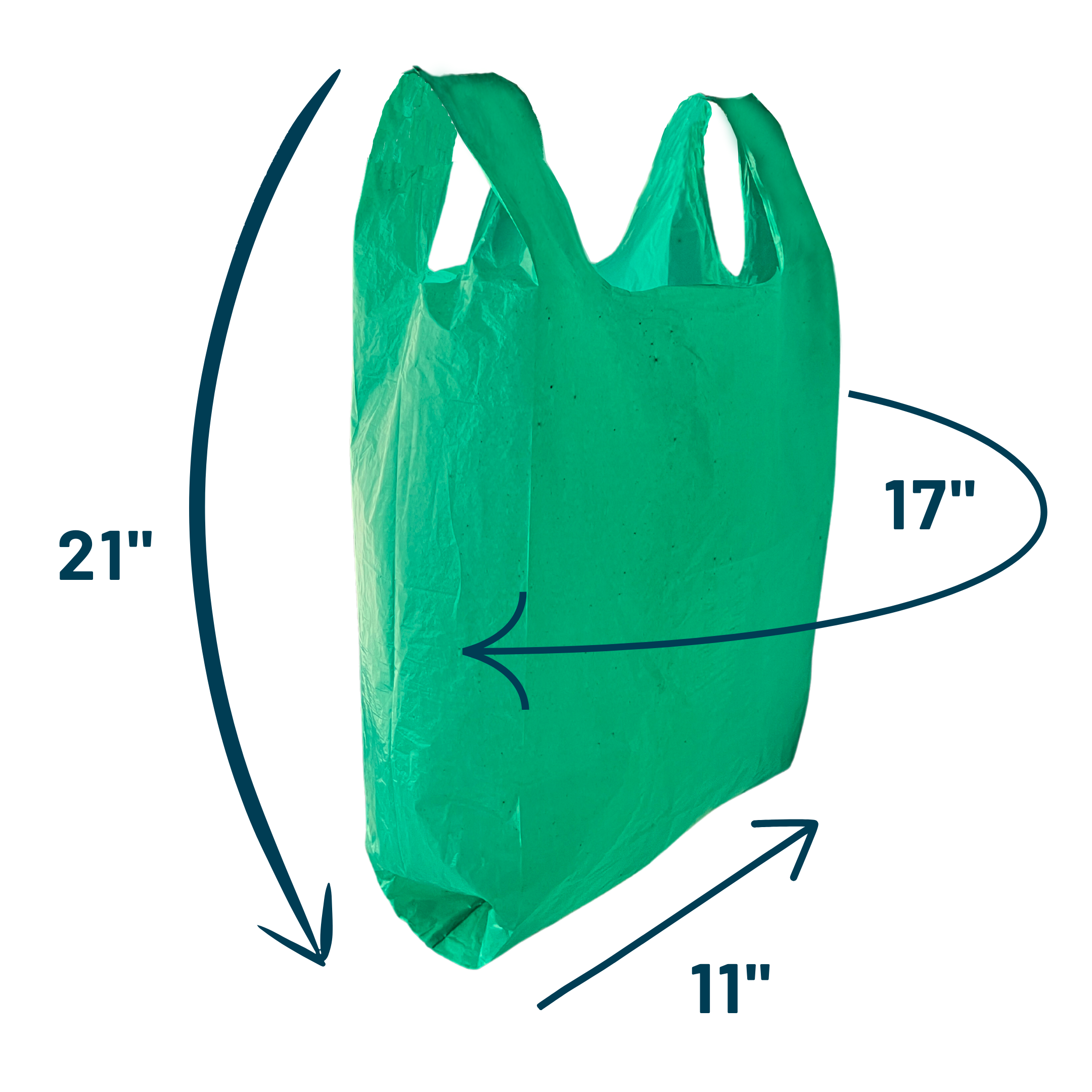Green 100% Recycled Plastic Bags - Large 11 x 17 x 21"