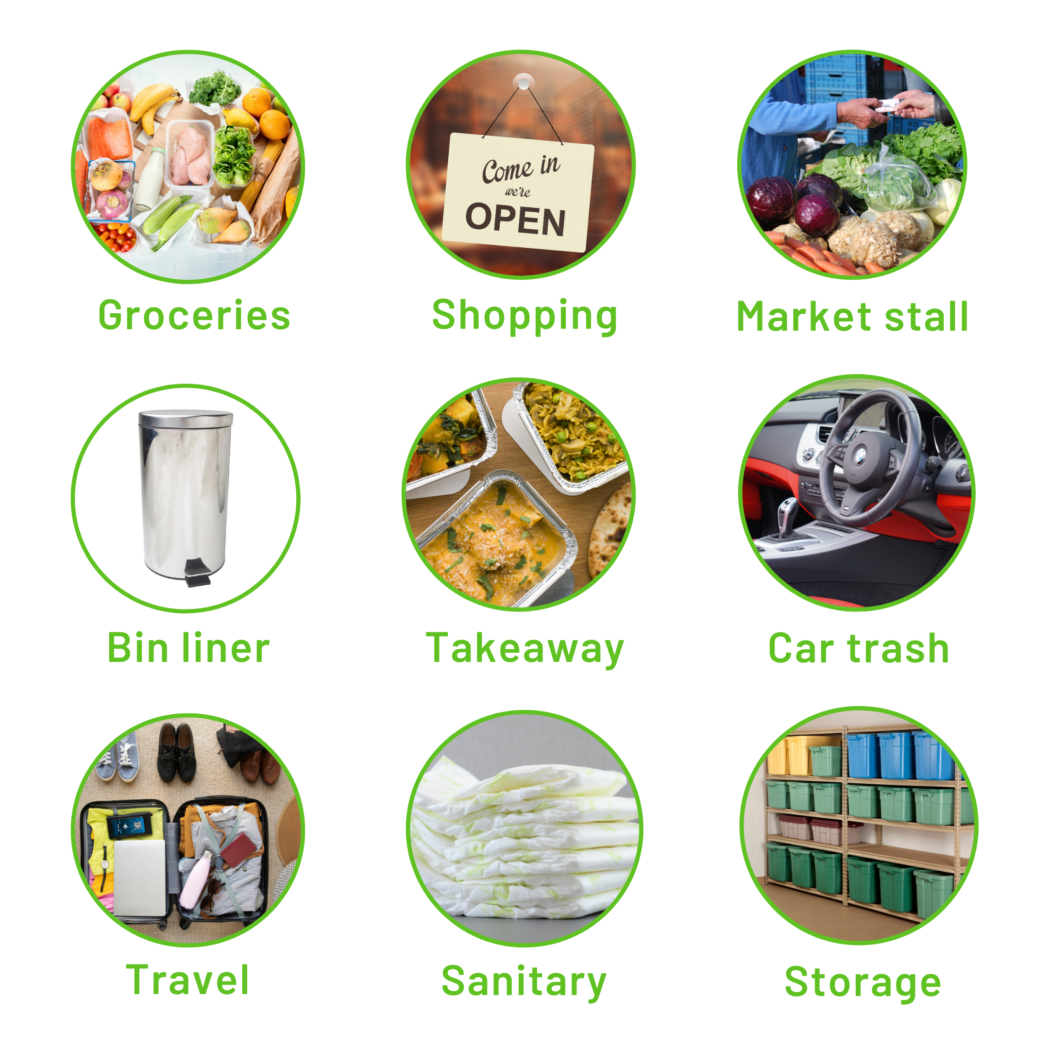 Green 100% Recycled Plastic Bags - Jumbo 12 x 18 x 24"