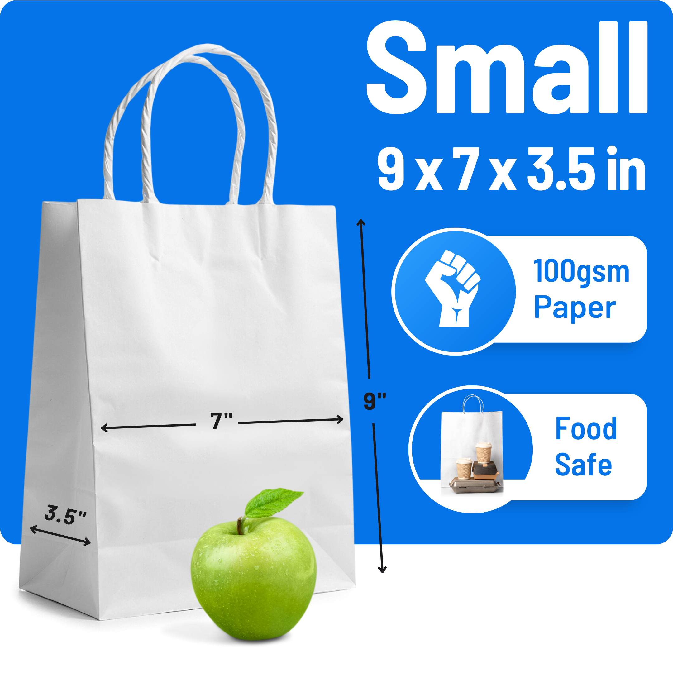 White Paper Bags with Twisted Handles - Small