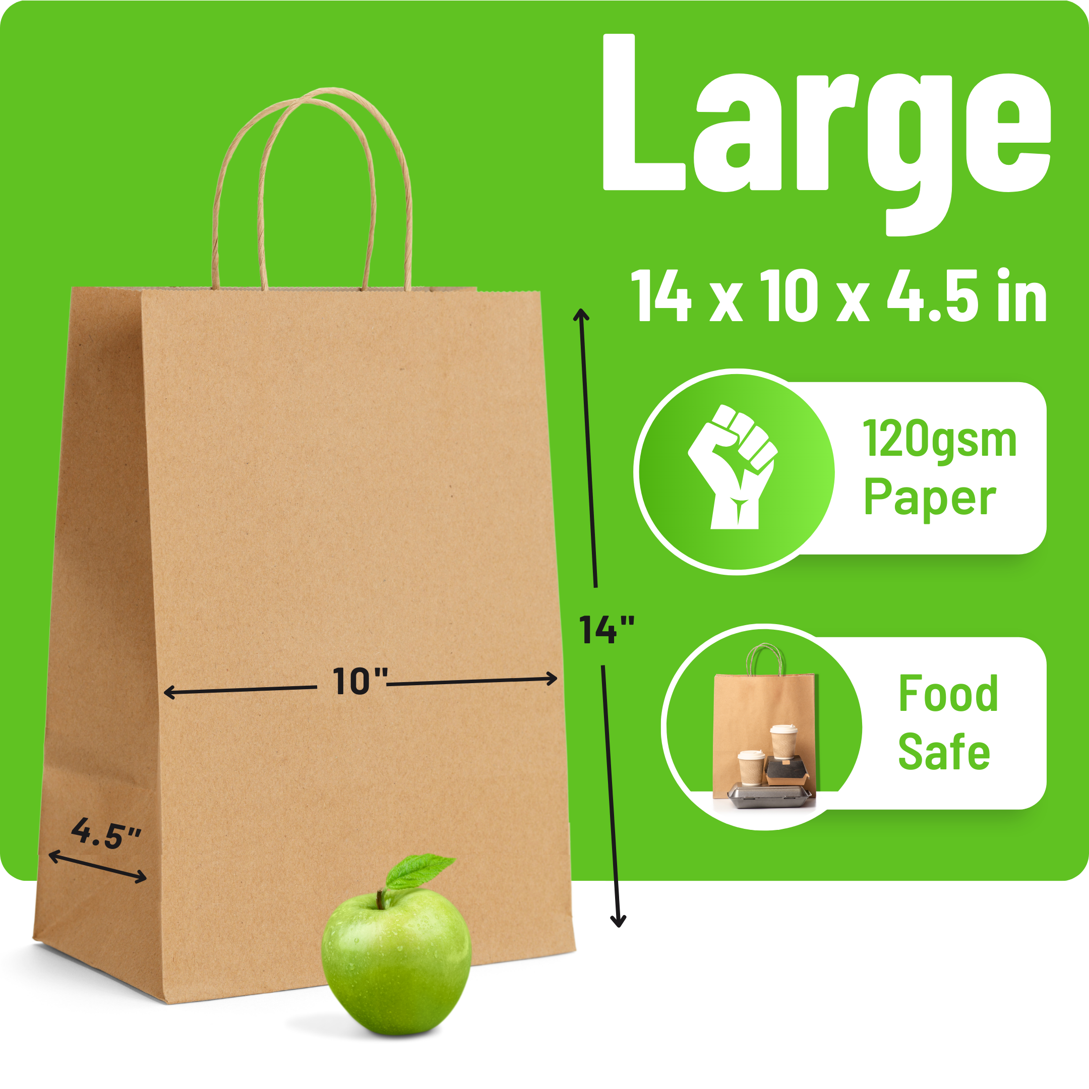 Brown Paper Bags with Twisted Handles - Large