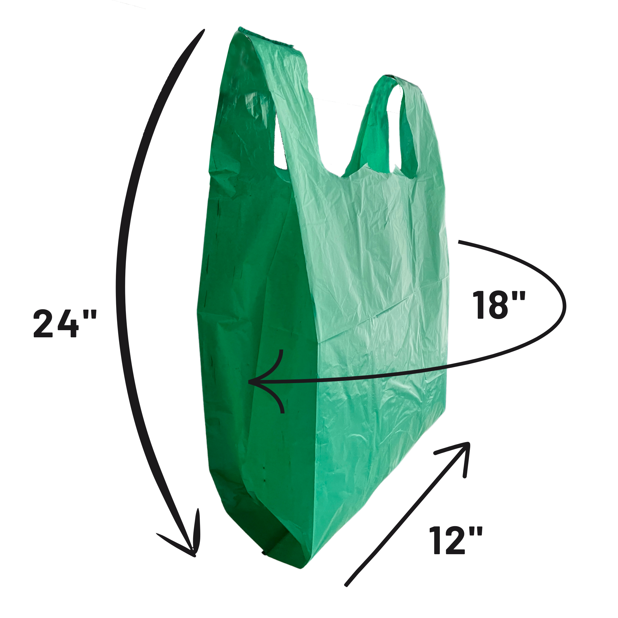 Green 100% Recycled Plastic Bags - Jumbo 12 x 18 x 24"