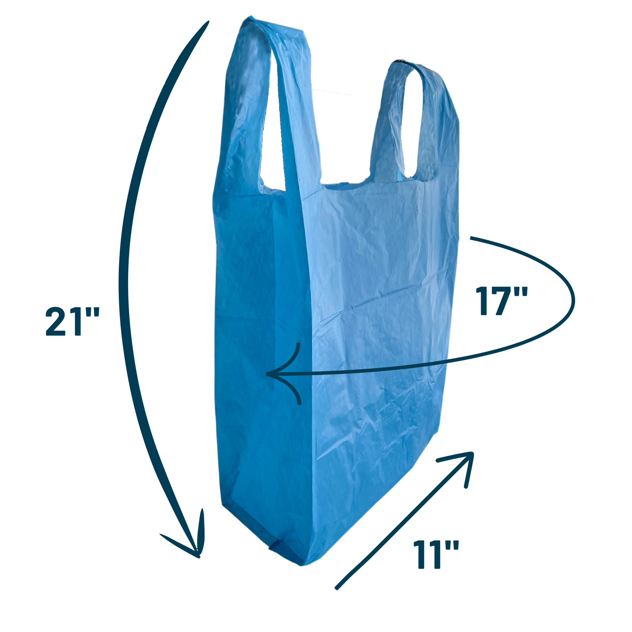 Blue 100% Recycled Plastic Bags - Large 11 x 17 x 21"