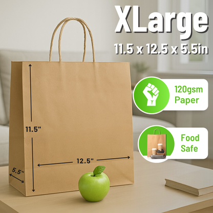 Brown Paper Bags with Twisted Handles - XLarge