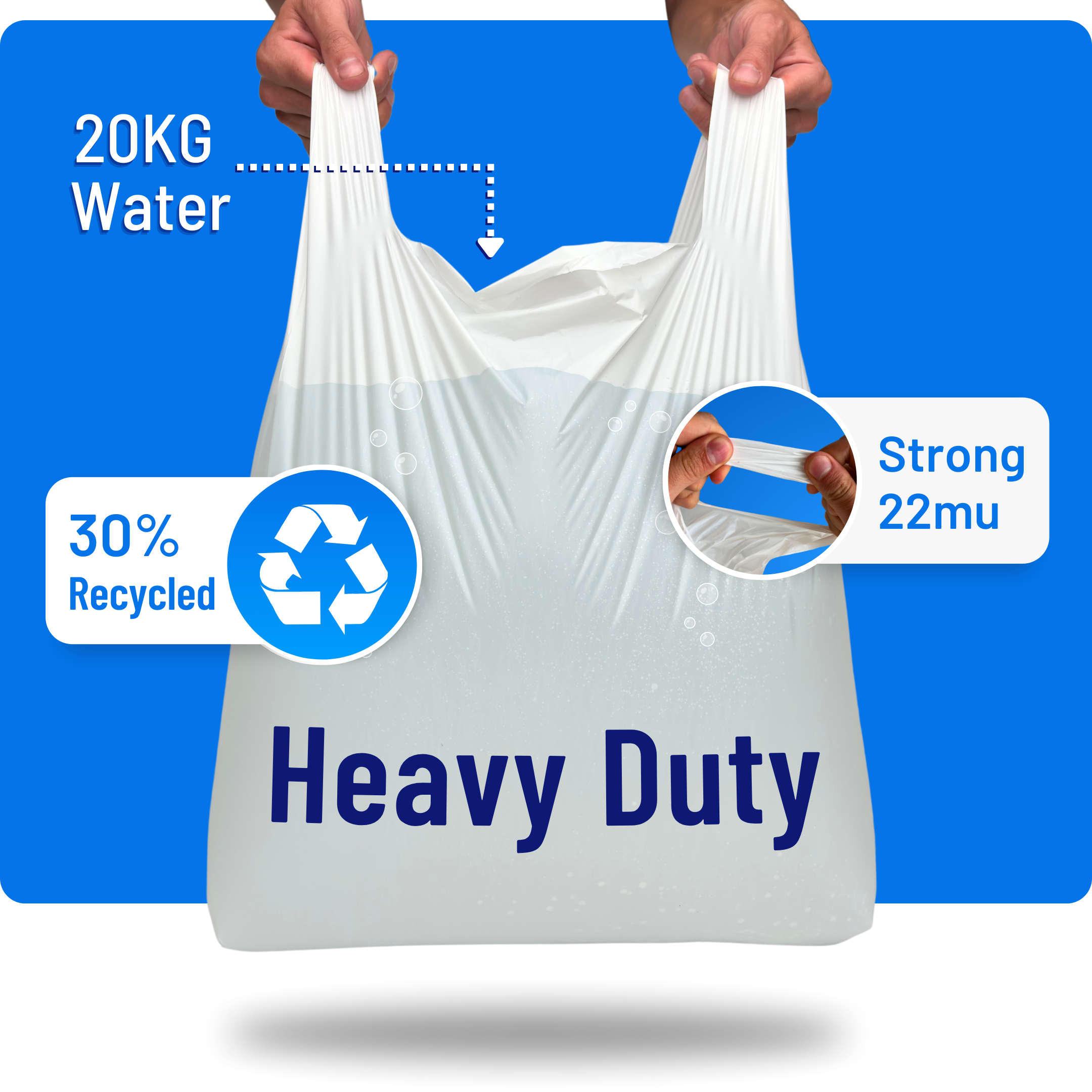 White Plastic Carrier Bags 13x19x23" Heavy Duty
