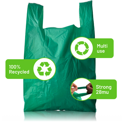 Green 100% Recycled Plastic Bags - Large 11 x 17 x 21"