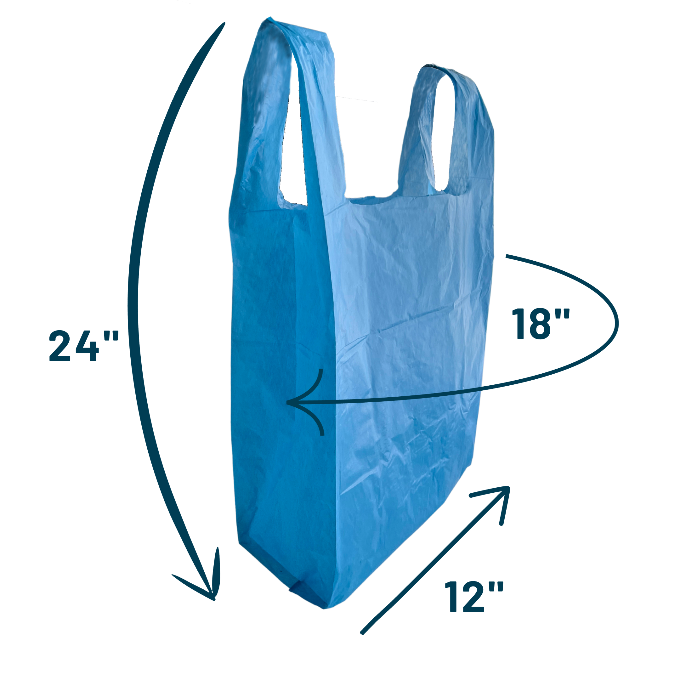 Blue 100% Recycled Plastic Bags - Jumbo 12 x 18 x 24"