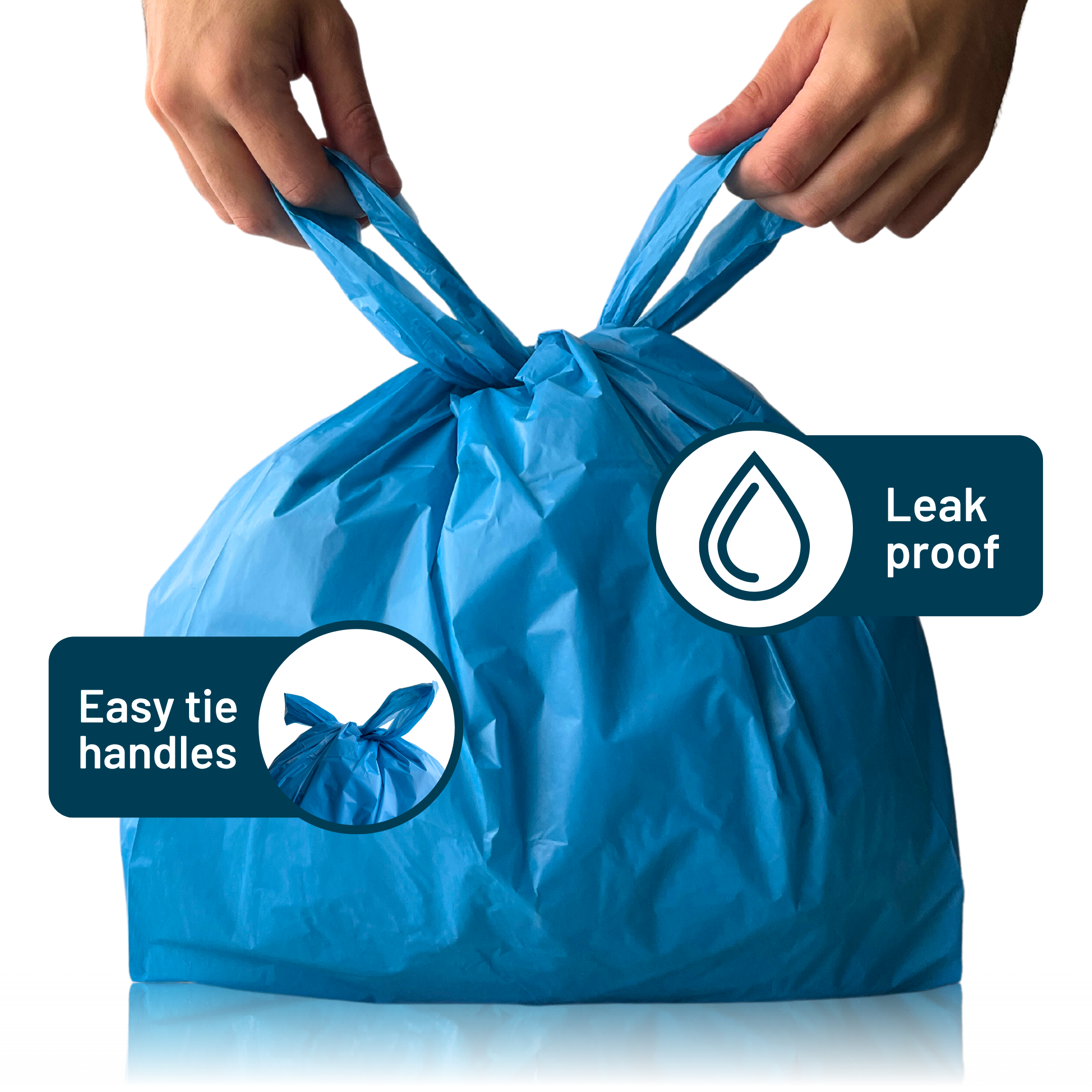 Blue 100% Recycled Plastic Bags - Large 11 x 17 x 21"