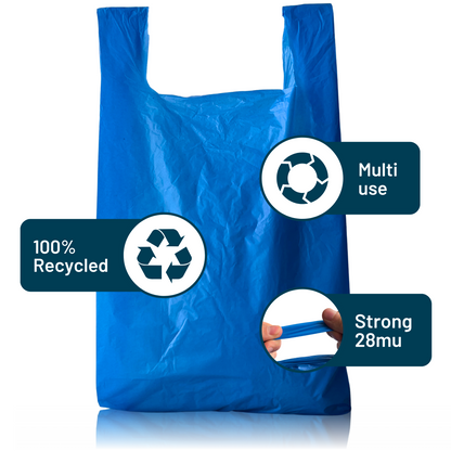 Blue 100% Recycled Plastic Bags - Jumbo 12 x 18 x 24"